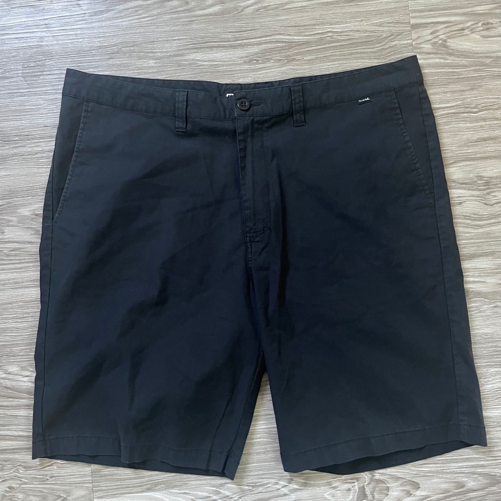 TravisMathew Beck Shorts Mens 38 Black Tencel Blend Flat Front Golf Casual